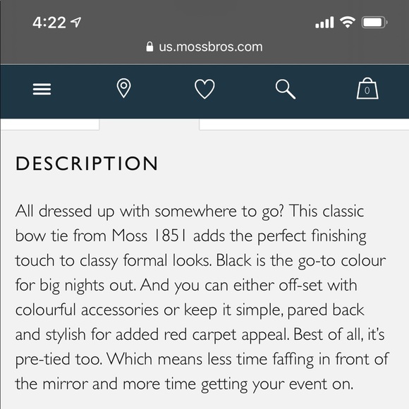 NWT Moss 1851 black satin bow tie - Picture 4 of 6